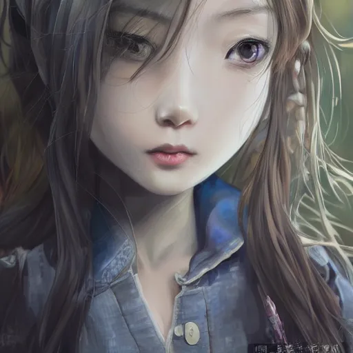 Image similar to dynamic composition, motion, ultra-detailed, incredibly detailed, a lot of details, amazing fine details and brush strokes, colorful and grayish palette, smooth, HD semirealistic anime CG concept art digital painting, watercolor oil painting of a Japanese schoolgirl, by a Chinese artist at ArtStation, by Huang Guangjian, Fenghua Zhong, Ruan Jia, Xin Jin and Wei Chang. Realistic artwork of a Chinese videogame, gradients, gentle an harmonic grayish colors.