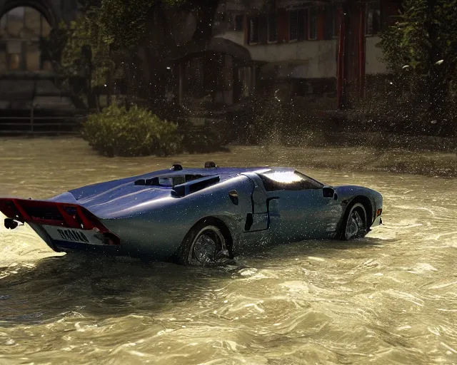 Image similar to mark 2 gt 4 0 submerged under water, cinematic, photoreal, by red dead redemption 2