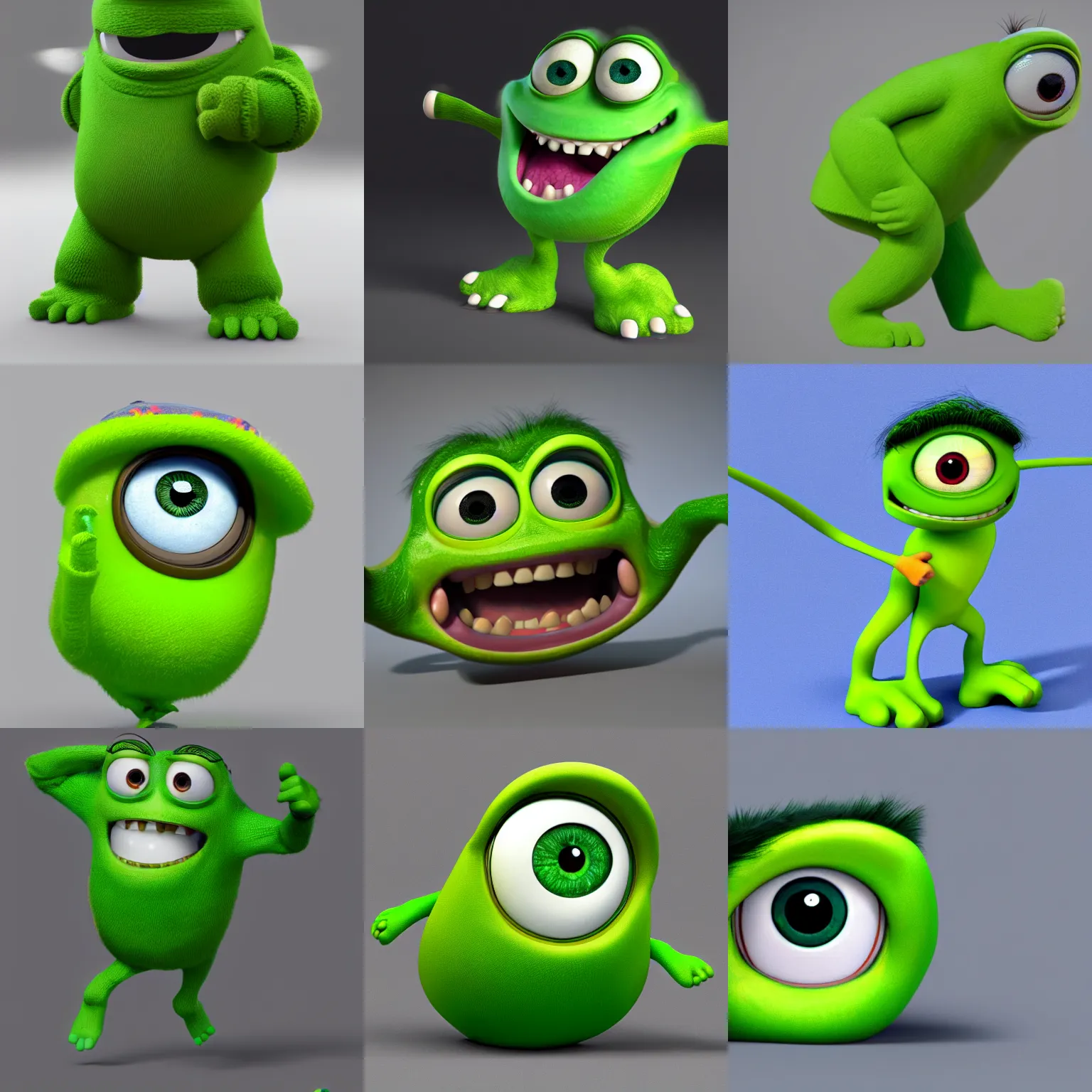 Prompt: Mike Wazowski 3D render, 8K