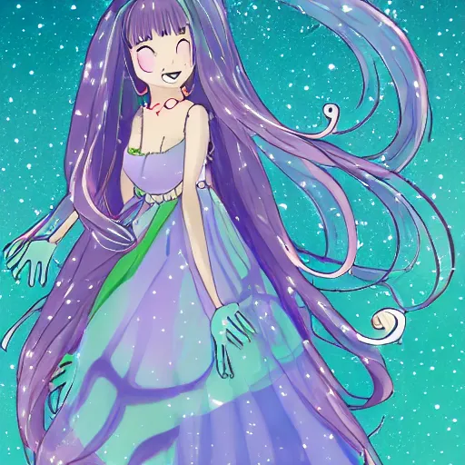 Image similar to Jellyfish Princess in the style of WLOP