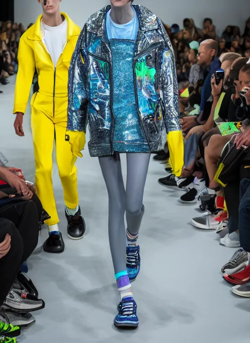 Image similar to hyperrealistic and heavy detailed balenciaga runway show of rick and morty , Leica SL2 50mm, vivid color, high quality, high textured, real life