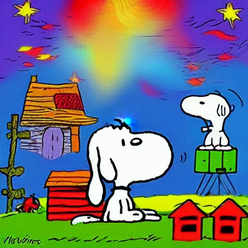 Prompt: snoopy on a snoopy farm ultra dream vibrant