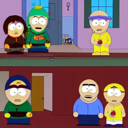Image similar to south park in the simpsons and family guy
