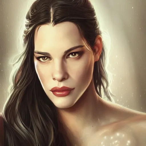 Image similar to liv tyler 2 0 - years old as the greek god of lightning, highly detailed, young, by artgerm and greg rutkowski