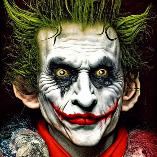 Image similar to giuseppe arcimboldo, the joker, new scifi movie, film still