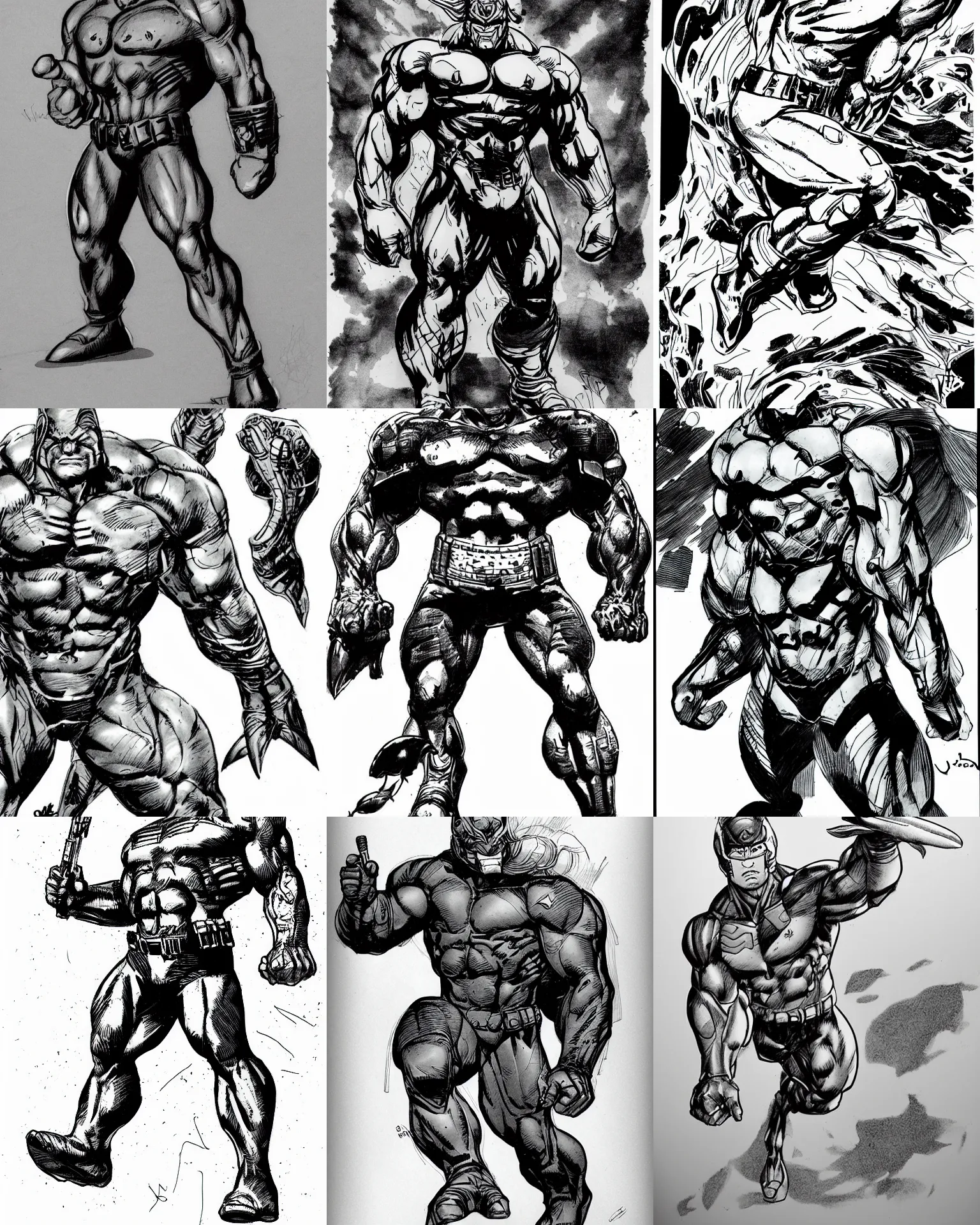 Prompt: dolphin!!! jim lee!!! medium shot!! flat grayscale ink sketch by jim lee close up in the style of jim lee, winning pose swat soldier armor hulk dolphin animal by jim lee