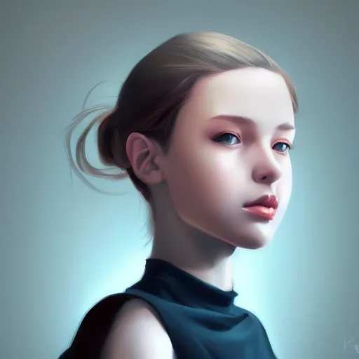 Image similar to a young girl portrait digital painting by Ilya Kuvshinov, ArtStation