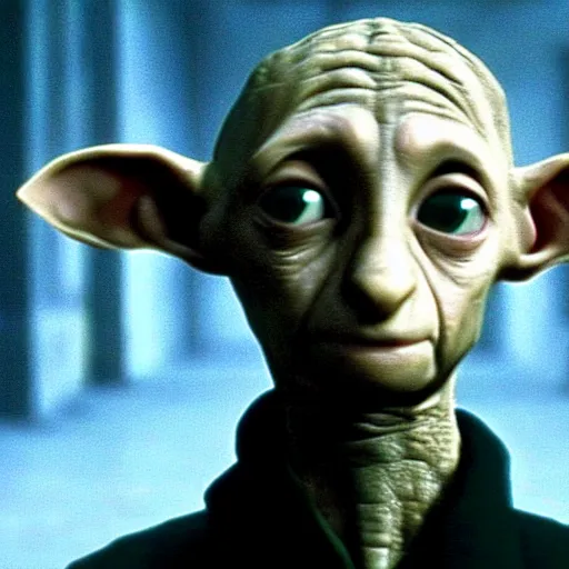 Image similar to a still of dobby in the matrix, 1 9 9 9, movie screenshot