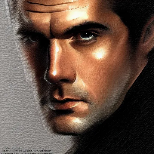 Image similar to henry cavill as james bond, portrait, highly detailed, digital painting, artstation, concept art, sharp focus, illustration, art , style of Walter Martin Baumhofer