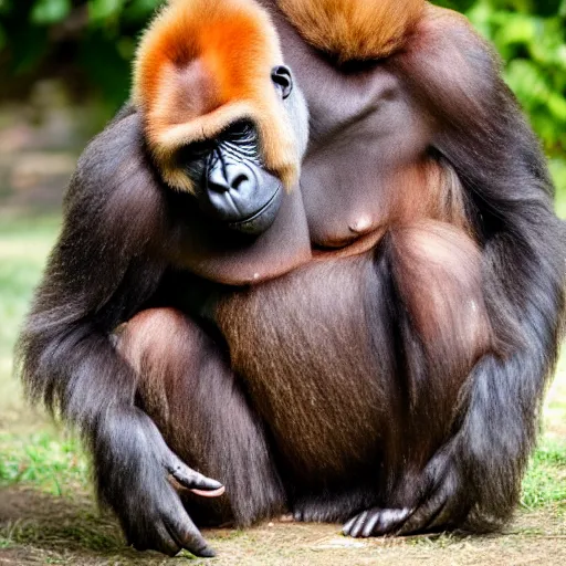 Prompt: a ginger gorilla