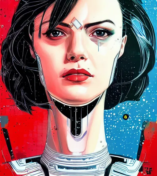 Image similar to portrait of a female android, by DC comics and Sandra Chevrier