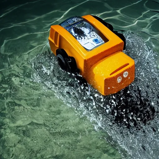 Image similar to extremely detailed photo of a robot swimming in the water, accurate