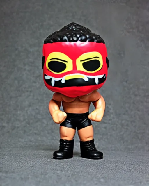 Image similar to luchador wrestler Funko Pop. Photographic, photography