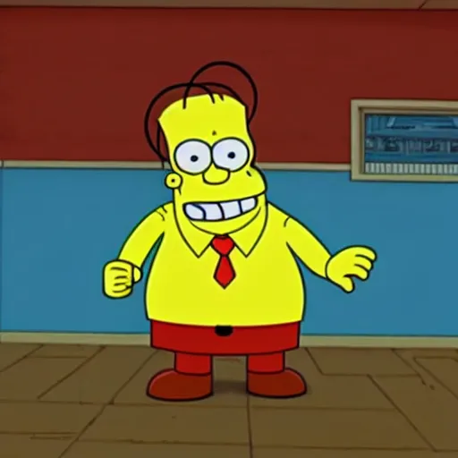Prompt: Spongebob squarepants having an argument with Homer Simpson