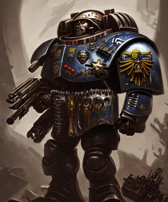 Prompt: Keir Starmer as a Warhammer 40k Space Marine, portrait, highly detailed, intricate, concept art, artstation