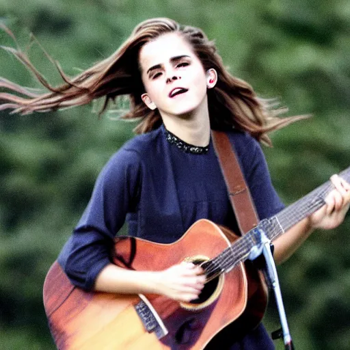 Image similar to Emma Watson performing at Woodstock