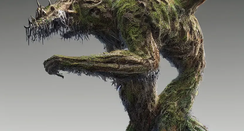 Image similar to a living tree sculpture, concept art by Doug Chiang cinematic, realistic painting, high definition, digital art, symmetrical, very detailed, extremely high detail, photo realistic, concept art, unreal engine 5,