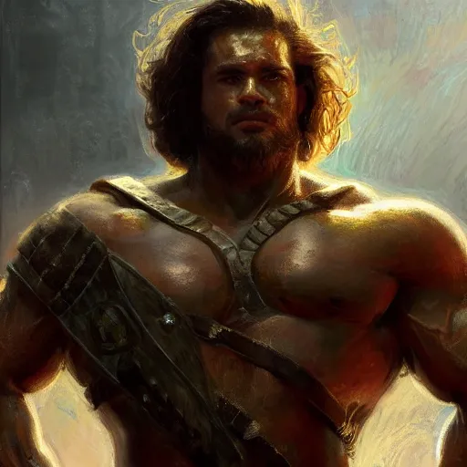 Prompt: handsome portrait of a spartan guy bodybuilder posing, radiant light, caustics, war hero, apex legends, by gaston bussiere, bayard wu, greg rutkowski, giger, maxim verehin