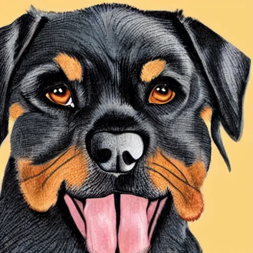 Image similar to crying Rottweiler caricature