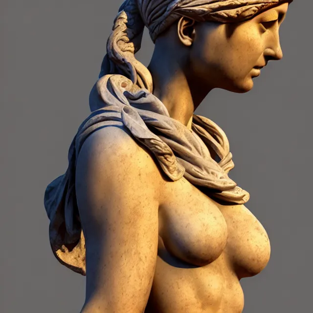 Image similar to old statue greek, young woman, full body, highly detailed, 4 k, hdr, smooth, sharp focus, high resolution, award - winning photo, artgerm, photorealistic