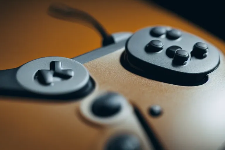 Prompt: closeup potrait of nintendo 64 controller on a table , photograph, natural light, sharp, detailed face, magazine, press, photo, Steve McCurry, David Lazar, Canon, Nikon, focus