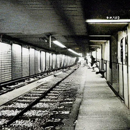 Image similar to old photograph of abandoned Tokyo subway