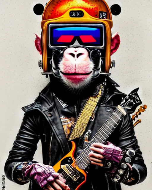 A Portrait Of An Anthropomorphic Cyberpunk Monkey 