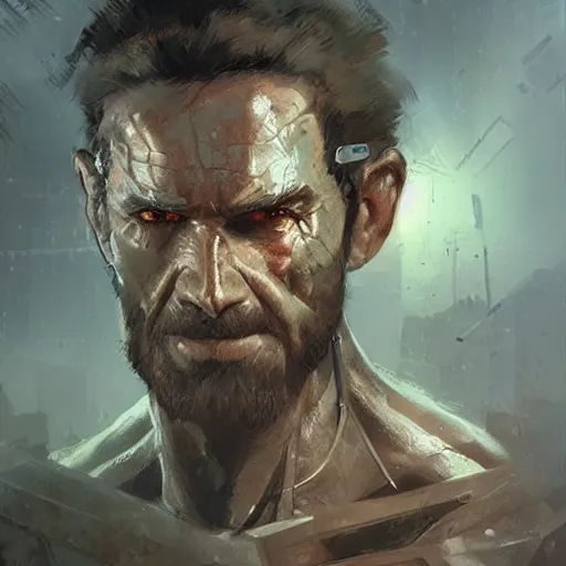 Prompt: a brawny stone - age man, cybernetically enhanced, sci fi character portrait by greg rutkowski, craig mullins