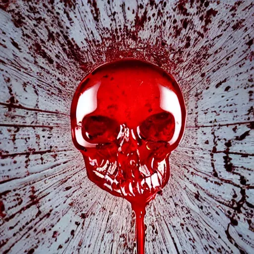 Image similar to transparent red liquid dripping inside in a transparent skull, alexander fedosav