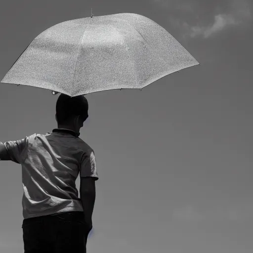 Image similar to young man holding an umbrella, 14mm photo