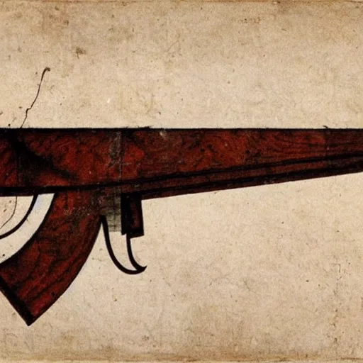 Image similar to An AK-47 design by Leonardo Da Vinci.