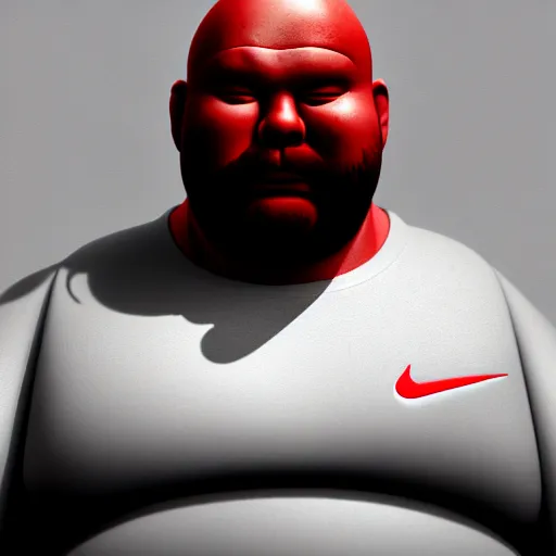 Prompt: bald red man fat man wearing nike tracksuit, very detailed, , dramatic, intricate, elegant, highly detailed, digital painting, artstation, concept art, smooth, sharp focus, illustration, art by Gustave Dore, octane render
