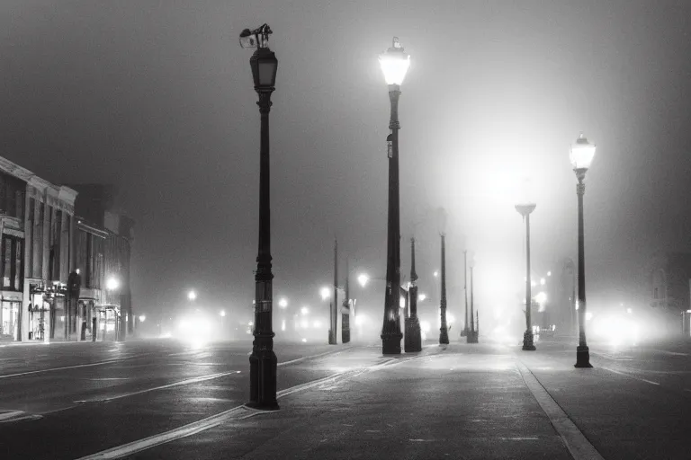 Image similar to washington main street, lonely, midnight, fog, no lights