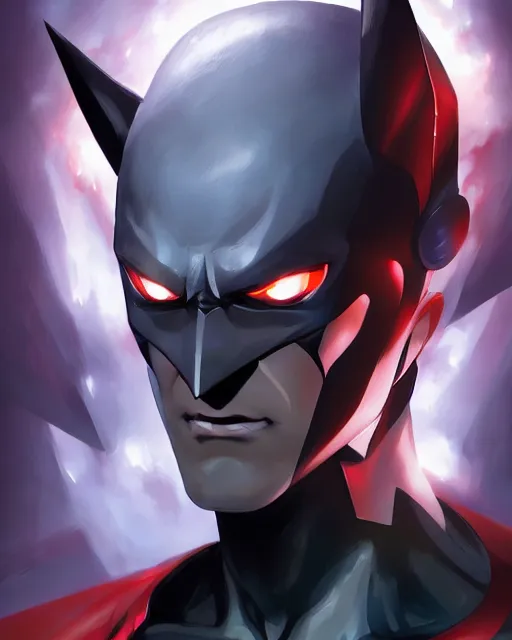 Image similar to anime portrait of Batman Beyond by Stanley Artgerm Lau, WLOP, Rossdraws, James Jean, Andrei Riabovitchev, Marc Simonetti, and Sakimichan, trending on artstation