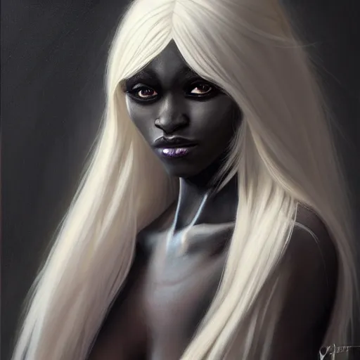 Image similar to portrait of a beautiful drow, ranger, Alexandria's genesis, chin-length hair, bored, illustration, soft lighting, soft details, hyper realism, high detailed, painting oil on canvas by mark arian by artgerm, trending on artstation, 4k, 8k, HD