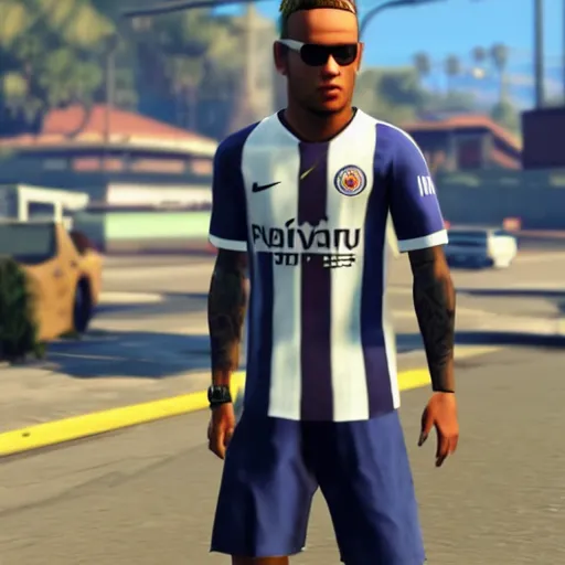 Image similar to character screenshot of neymar in grand theft auto, gta v