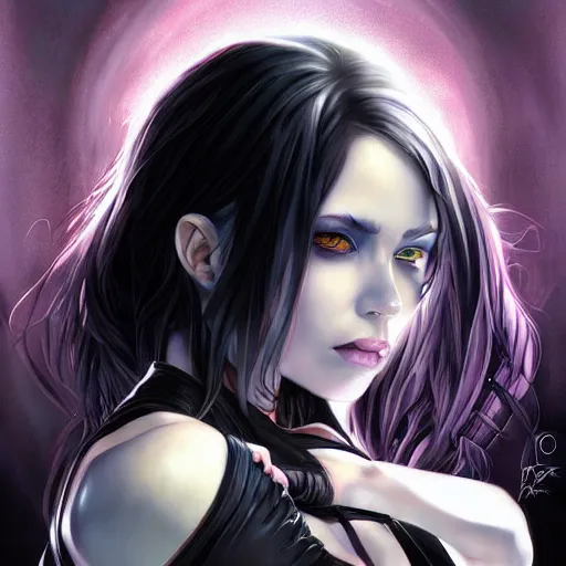 portrait of pale cyberpunk goth girl, cover by Artgerm | Stable ...