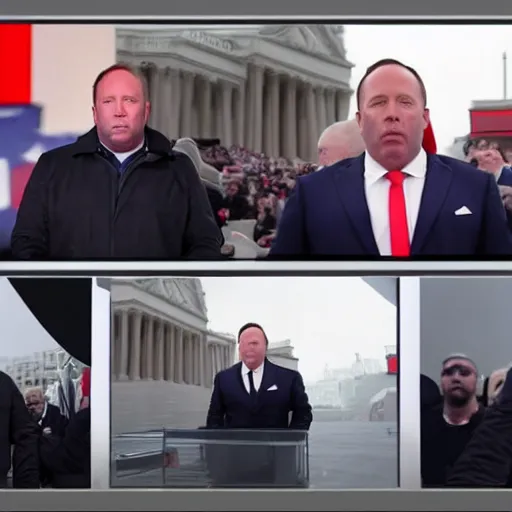 Image similar to Alex Jones inauguration, 4k, photo realistic