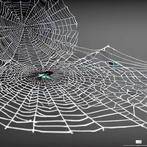 Image similar to hypnotic spider web crawling with many spiders. high details. volumetric lighting. high DOF. unreal engine. artstation trending. photorealistic