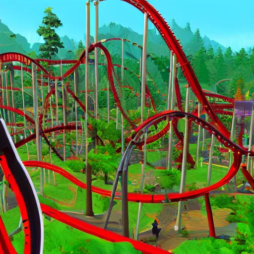 Prompt: rollercoaster tycoon dystopia