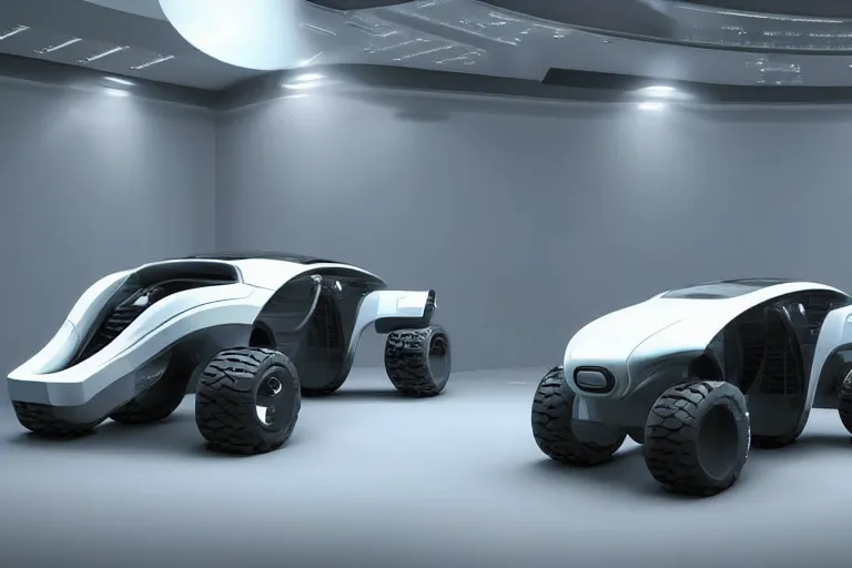 Image similar to still photo of a futuristic rover, highly detailed, photorealistic portrait, bright studio setting, studio lighting, crisp quality and light reflections, unreal engine 5 quality render