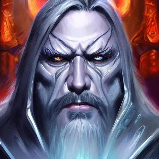 Image similar to evilArthas streamer, portrait, highly detailed, digital painting, trending on artstation, concept art, sharp focus, illustration