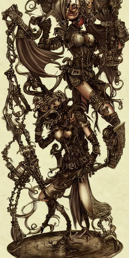 Image similar to goblincore steampunk pinup model