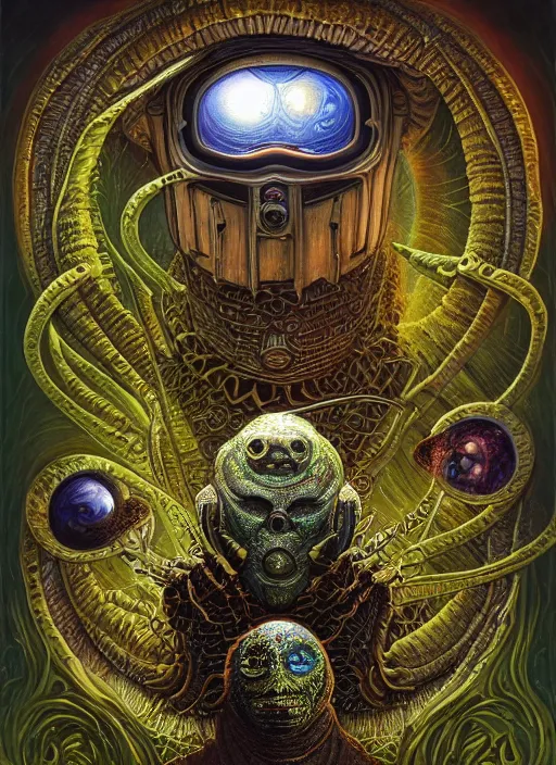 Prompt: emek spaceship mf doom reptile eyes, cosmic lsd poster art, intricate, elegant, highly detailed, centered, digital painting, artstation, concept art, smooth, sharp focus, illustration, artgerm, tomasz alen kopera, peter mohrbacher, donato giancola, joseph christian leyendecker, wlop, frank frazetta