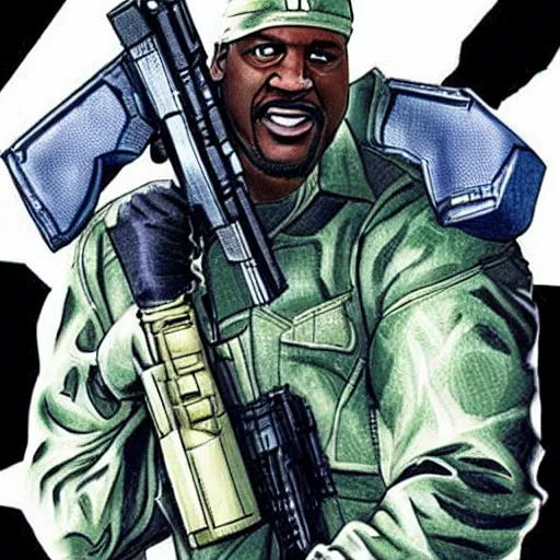 Image similar to Shaquille O'Neal as Solid Snake