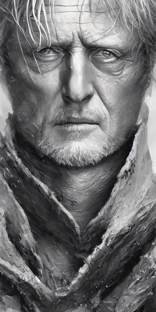 Image similar to portrait of rutger hauer, marvel comics, dark, intricate, highly detailed, smooth, artstation, digital illustration by ruan jia and mandy jurgens and artgerm and wayne barlowe and greg rutkowski and frank frazetta