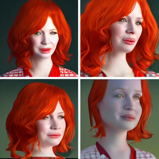 Prompt: christina hendricks as ole characters, 3 d render, blender,