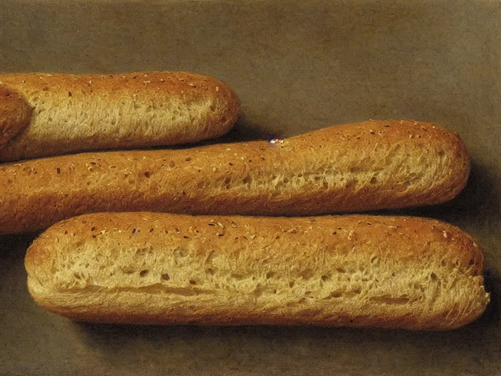 Image similar to bread baguette rotten and moldy. painting by henri fantin - latour