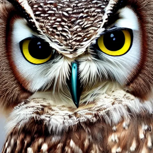 Prompt: beautiful furry owl portrait, furry girl owl