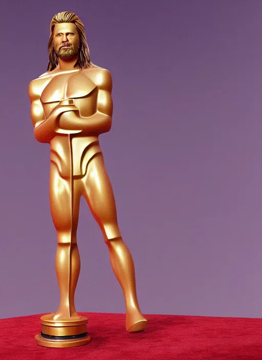 Prompt: a hyper realistic ultra realistic photograph of Joe Dirt winning an oscar, highly detailed, 8k photo